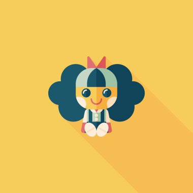 Uzun Gölge, eps 10 ile kız bebek oyuncak düz simgesi