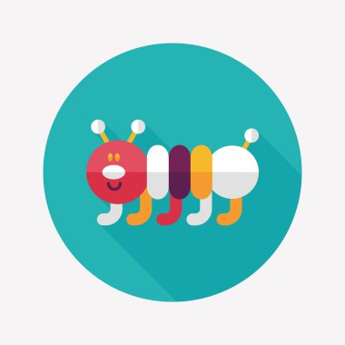 Caterpillar düz simgesi ile uzun gölge, eps10