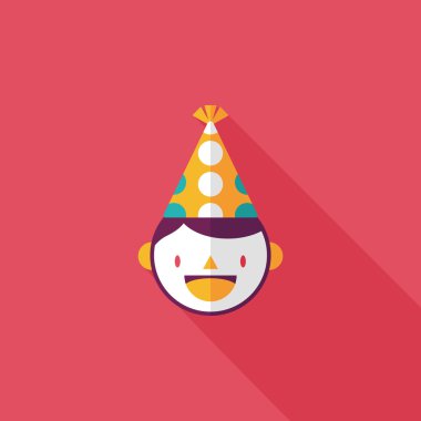 verjaardag partij jongen platte pictogram met lange schaduw, eps10