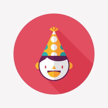 verjaardag partij jongen platte pictogram met lange schaduw, eps10