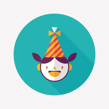 doğum günü partisi kız düz simgesiyle uzun gölge, eps10