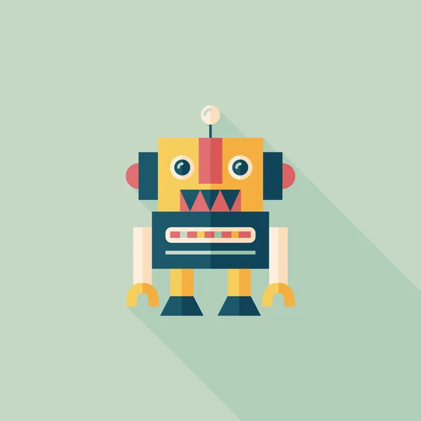 Vintage robot flat icon with long shadow,eps 10 — Stock Vector