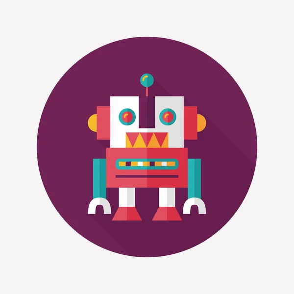 Icono plano robot vintage con sombra larga, eps 10 — Vector de stock