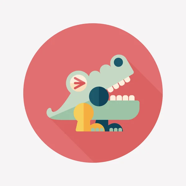 Ícone plano de brinquedo de crocodilo com sombra longa, eps10 —  Vetores de Stock