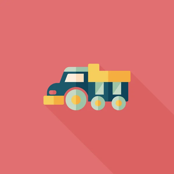 Dump truck flat icon with long shadow, eps10 — стоковый вектор