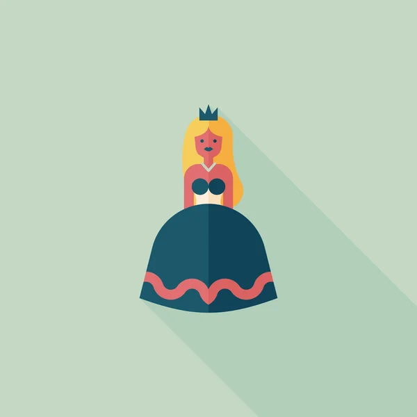Princesa icono plano con sombra larga — Archivo Imágenes Vectoriales