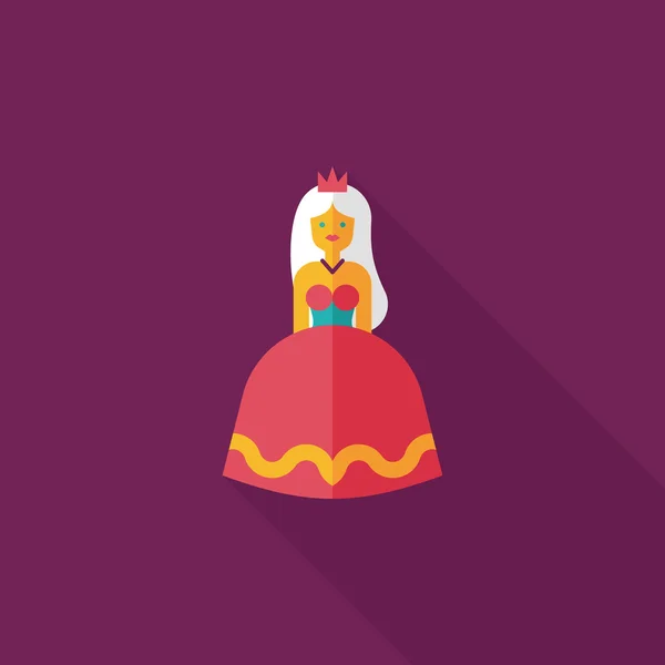 Princesse icône plate avec ombre longue — Image vectorielle