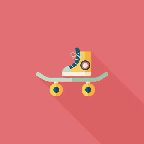 Skateboard flat icon with long shadow — Stock Vector