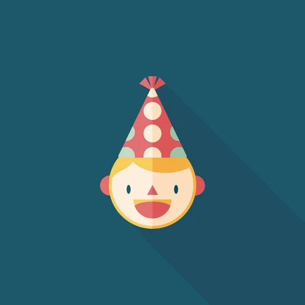 Birthday party boy flat icon with long shadow, eps10 — стоковый вектор