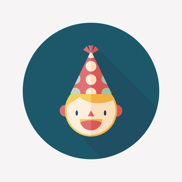 Birthday party boy flat icon with long shadow, eps10 — стоковый вектор