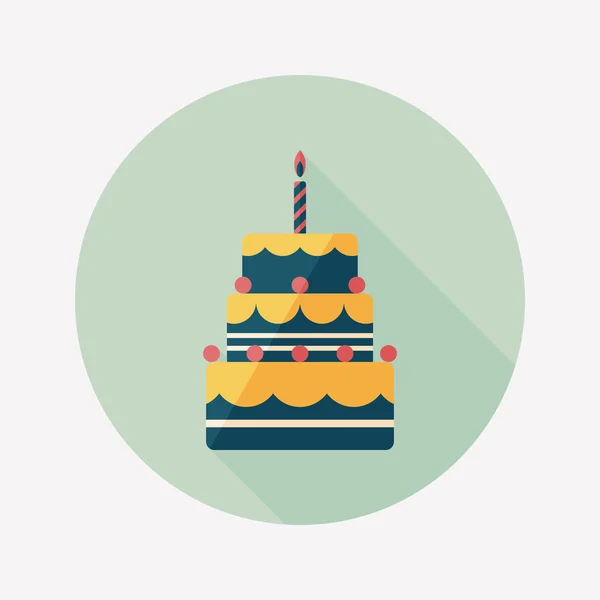 Verjaardag cake platte pictogram met lange schaduw, eps10 — Stockvector