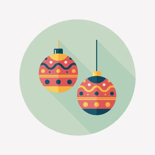 Kerstmis bal platte pictogram met lange schaduw, eps10 — Stockvector