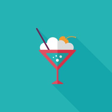 Uzun gölgeli kokteyl düz simgesi