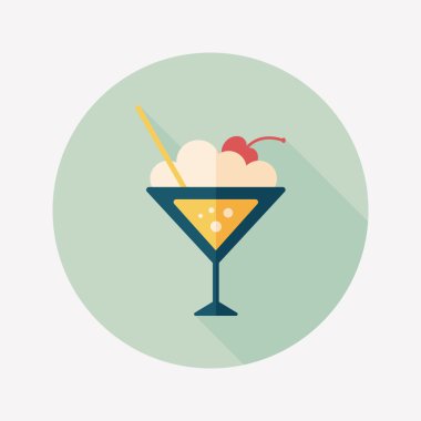 Uzun gölgeli kokteyl düz simgesi