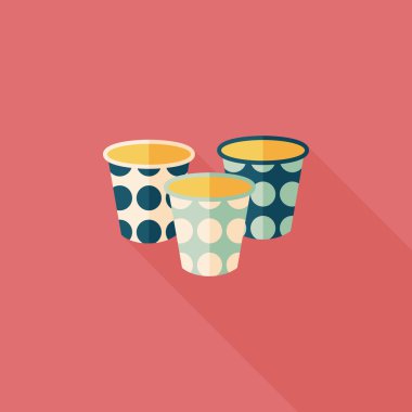 kağıt bardak düz simgesi ile uzun gölge, eps10