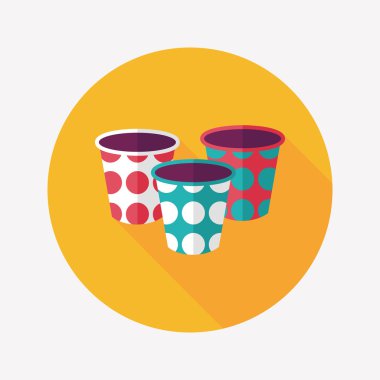 kağıt bardak düz simgesi ile uzun gölge, eps10