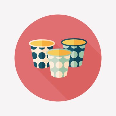 kağıt bardak düz simgesi ile uzun gölge, eps10