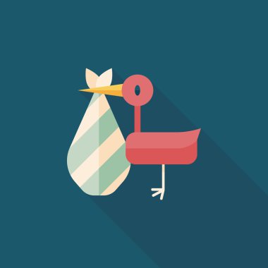 kuş ve bebek düz simgesi ile uzun gölge, eps10