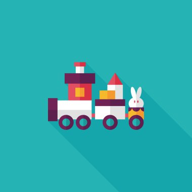 Tren oyuncak uzun gölge, eps 10 düz simgesiyle