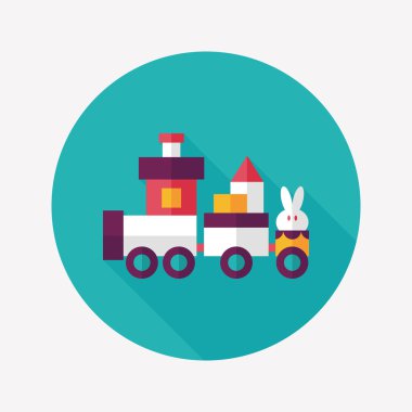 Tren oyuncak uzun gölge, eps 10 düz simgesiyle