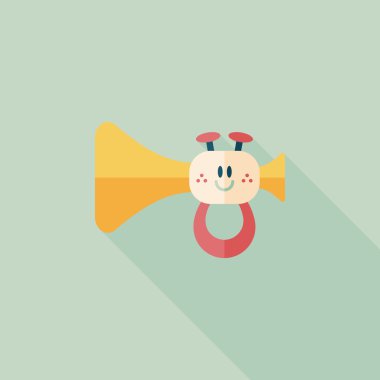 trompet veya boynuzu oyuncak düz simgesi ile uzun gölge, eps10