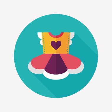 Çocuk elbise düz simgesi ile uzun gölge, eps10