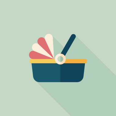 Bebek beşik yatak düz simgesiyle uzun gölge, eps10