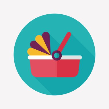 Bebek beşik yatak düz simgesiyle uzun gölge, eps10