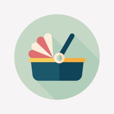 Bebek beşik yatak düz simgesiyle uzun gölge, eps10