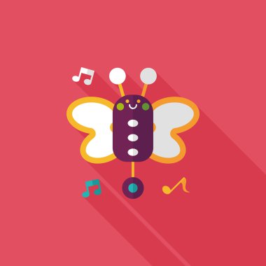 Uzun Gölge, eps10 ile kelebek müzik oyuncak düz simgesi