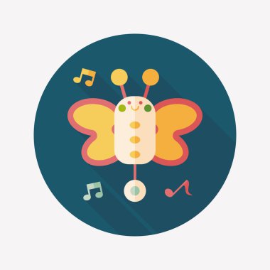 Uzun Gölge, eps10 ile kelebek müzik oyuncak düz simgesi