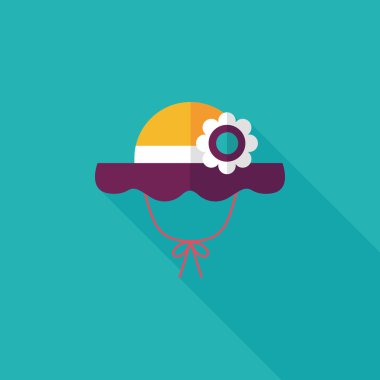 kadın şapka uzun gölge düz simgesiyle