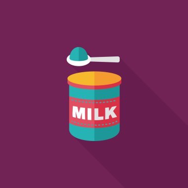 süt tozu süt gıda uzun gölge, eps 10 düz simgesiyle