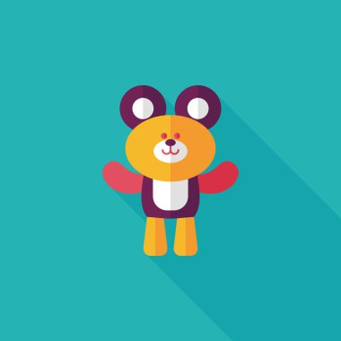 oyuncak ayı uzun gölge düz simgesi