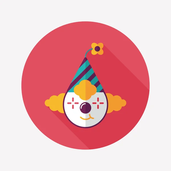 Payaso icono plano con sombra larga, eps10 — Vector de stock