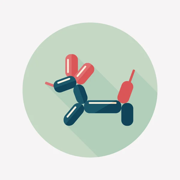 Ballongen hund flat ikonen med långa skugga, eps10 — Stock vektor