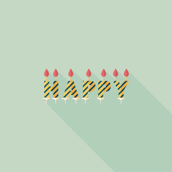 Bougies d'anniversaire icône plate avec ombre longue, eps10 — Image vectorielle