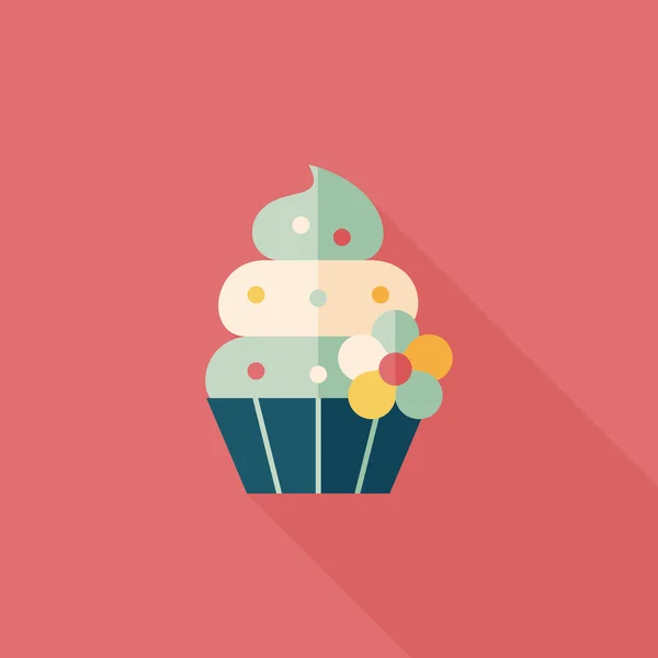 Verjaardag cake platte pictogram met lange schaduw, eps10 — Stockvector