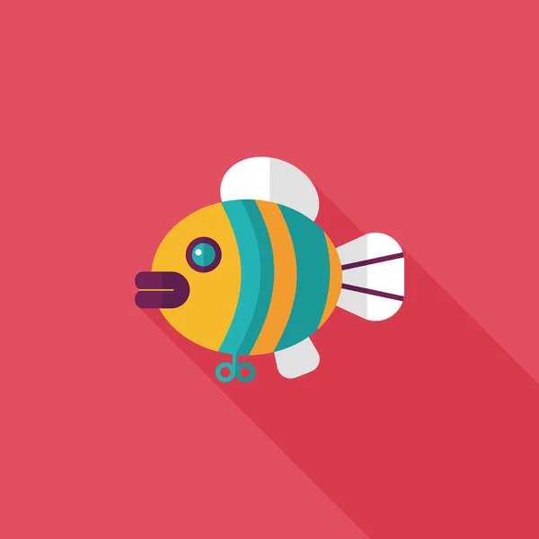 Fish toy flat icon with long shadow, eps 10 — стоковый вектор