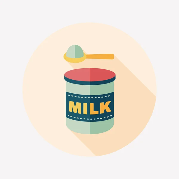 Powdered milk dairy food flat icon with long shadow,eps 10 — Stock Vector