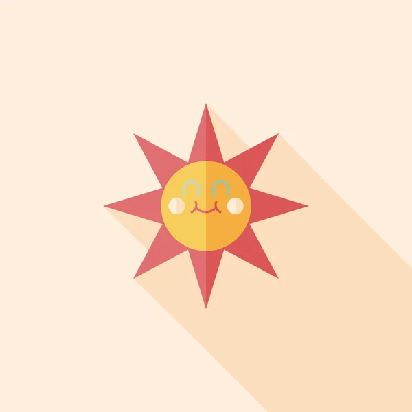 Sol icono plano con sombra larga — Vector de stock