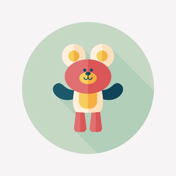 Teddy bear flat icon with long shadow — Stock Vector