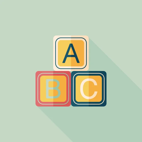 ABC bloki płaskie ikona z długim cieniem, eps 10 — Wektor stockowy