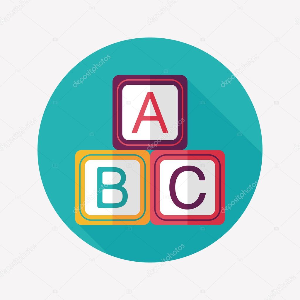ABC blocks flat icon with long shadow,EPS 10