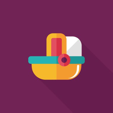 Bebek beşik yatak düz simgesiyle uzun gölge, eps10