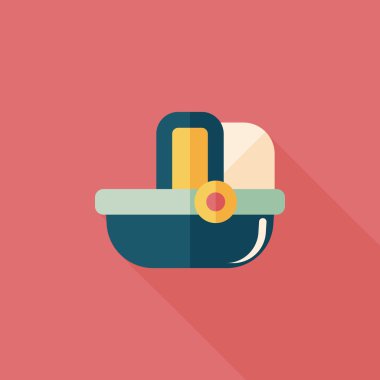 Bebek beşik yatak düz simgesiyle uzun gölge, eps10