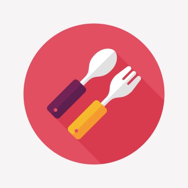 Uzun Gölge, eps10 düz simgesiyle dishware ve çatal bıçak takımı