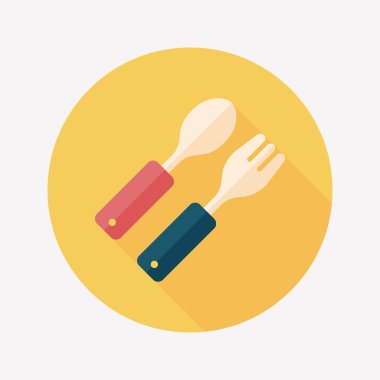 Uzun Gölge, eps10 düz simgesiyle dishware ve çatal bıçak takımı