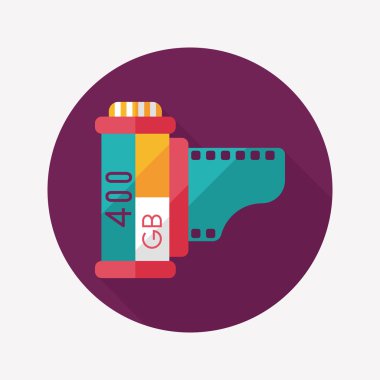 kamera film, uzun gölge ile düz simgesi