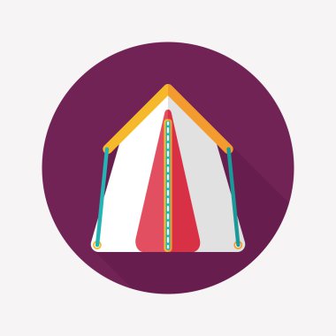 uzun gölge ile turist çadırı düz simgesi